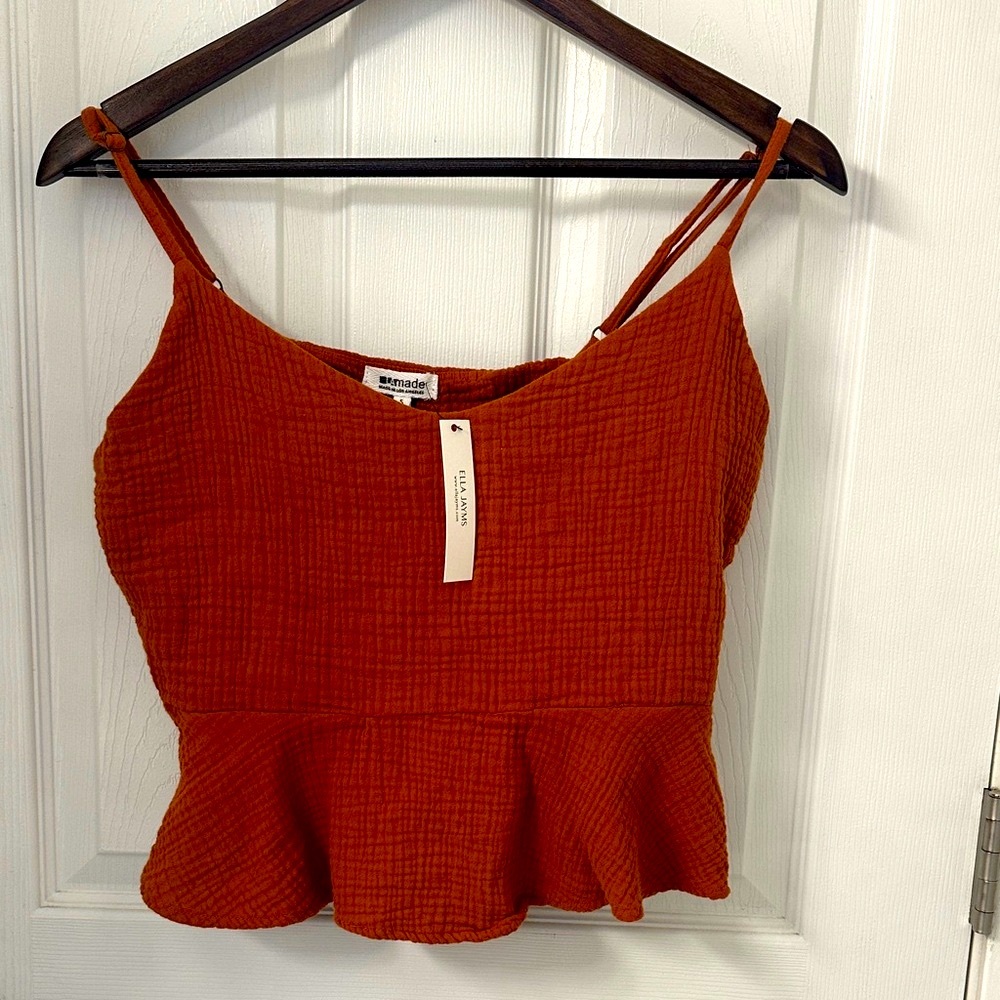 Burnt Orange LAmade Sleeveless Peplum Camisole